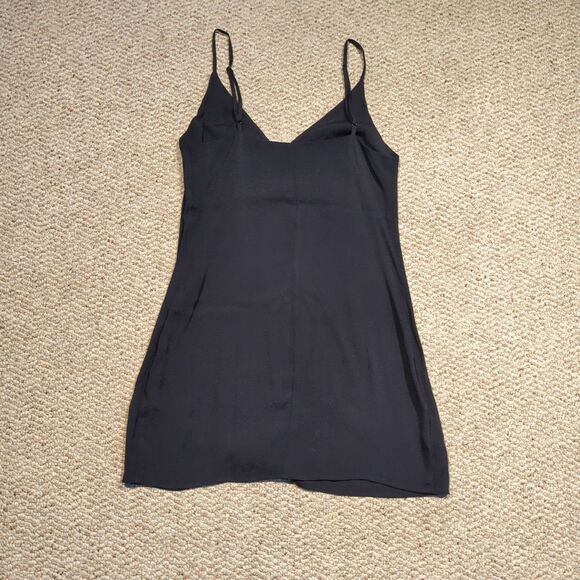 Reformation Marlowe Mini Dress Womens Small Black Slip Slit - Picture 3 of 6